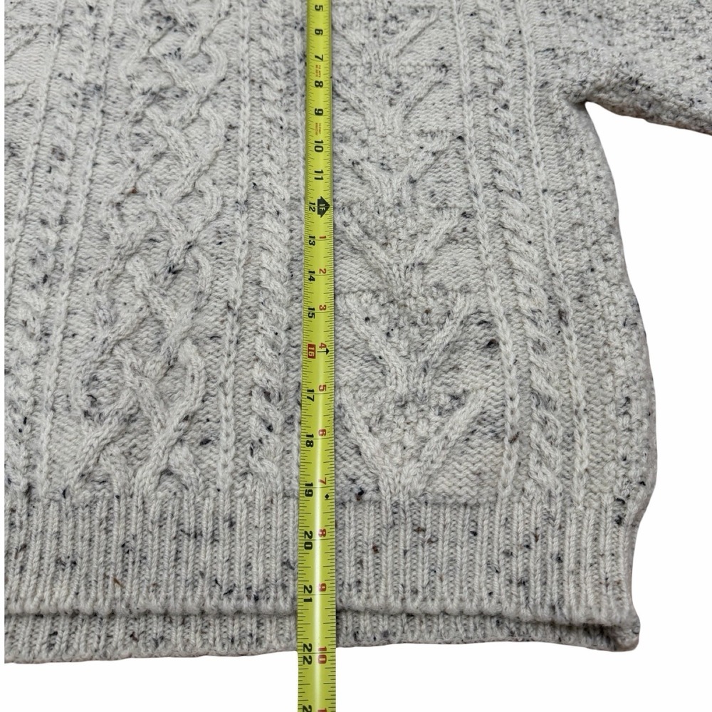 Vintage Acorn Heavy British Wool Cable Knit Fisherman Sweater Size M Off‎ White - Picture 8 of 10